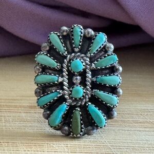 Vintage Navajo (unsigned) Native American Turquoise & Silver Women's Ring sz 4.5
